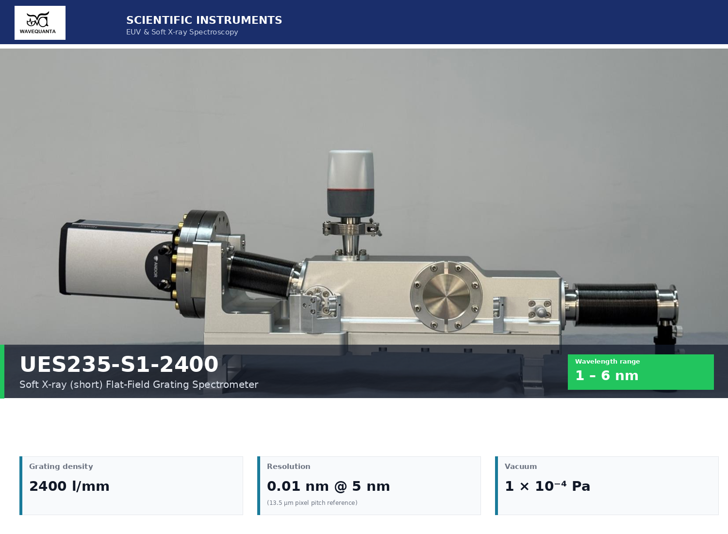 UES235-S1-2400 — WaveQuanta Soft X-ray (short) spectrometer